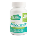 A bottle of Daily De-Caffeinate, a solution for reducing caffeine's effects and promoting restful sleep.